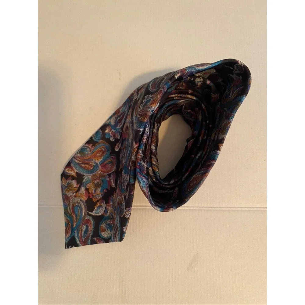 Sheaf & Caber Mens Paisley Silk Tie Multi-Color Italian Fabric Made in USA